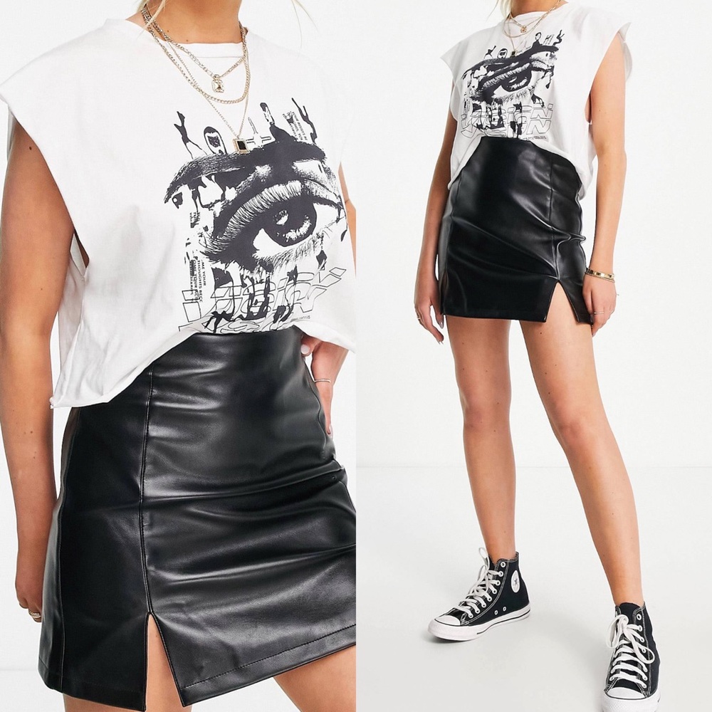 *SOLD* ASOS Faux Black Leather Mini Skirt